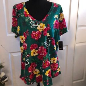Torrid Floral Green Top, Size 0